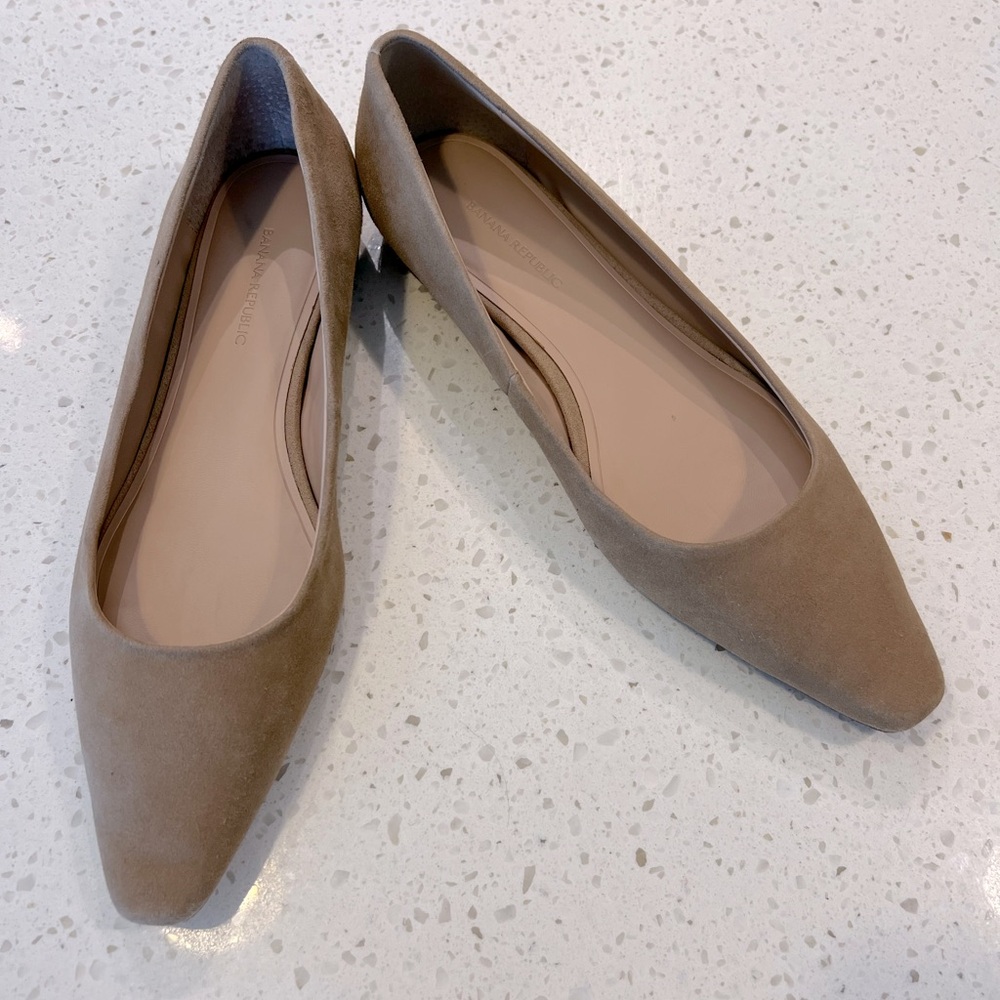 Banana Republic Faux Suede Flats Taupe